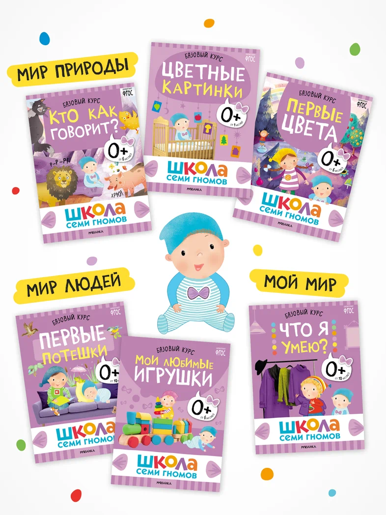 Превью Годовой базовый курс. Комплект 0+ (Школа Семи Гномов. Базовый курс), 12 книг + развивающие материалы 6