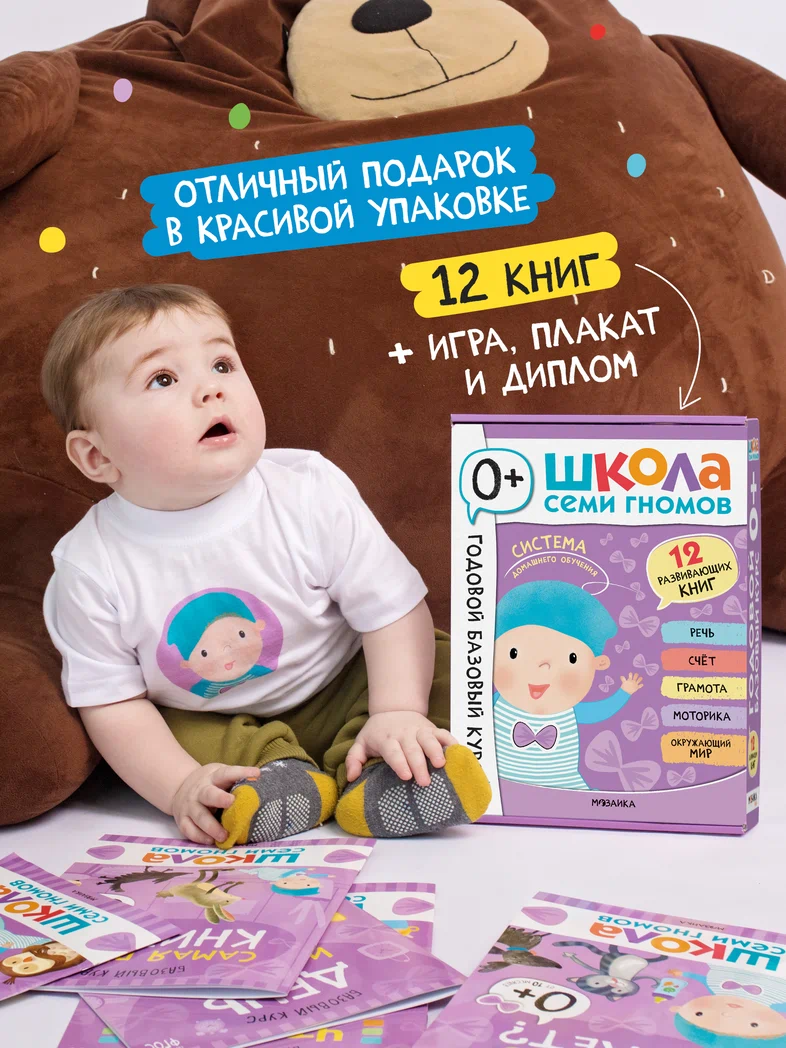 Превью Годовой базовый курс. Комплект 0+ (Школа Семи Гномов. Базовый курс), 12 книг + развивающие материалы 18